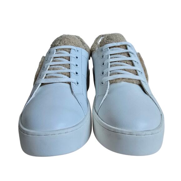 Love Moschino Sequin Heart Sneakers Size EU41 US 11 Shearling Trim White Leather - Picture 3 of 15